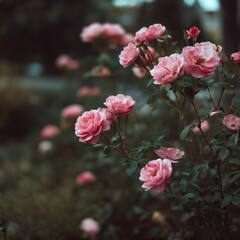 Beautiful pink roses blooming in garden summer floral photography nature flower blossom spring rose bush garden