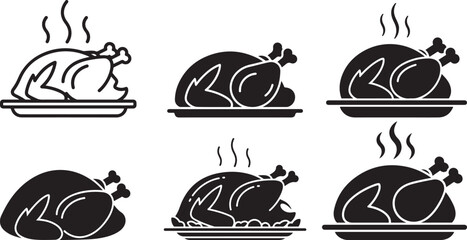 set of food icons Classic Roasted Turkey Dinner Silhouette – Holiday Feast Icon

Steaming Whole Roasted Chicken/Turkey Vector Clipart

Thanksgiving Dinner Plate Graphic – Traditional Meal Outline