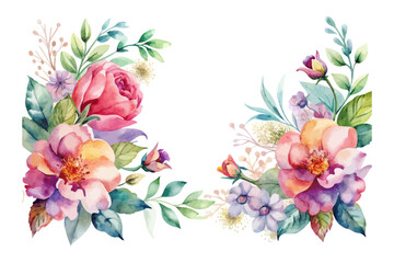 Watercolor Floral Corner Design vector illustration