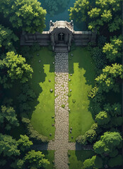 dnd battlemap overgrown cemetery detailed map with broken crypts fantasy terrain perfect for role-playing games strategic gameplay immersive experience high quality printable map for tabletop gaming