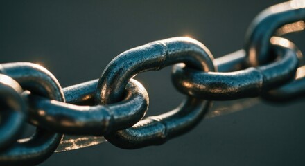 Fototapeta premium Close-up of metal chain links, sunlit