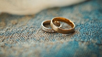 Two Wedding Rings Resting on a Textured Surface