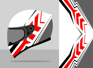 helmet wrap design with white and red color theme
