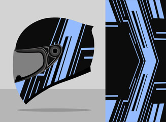 helmet wrap design with black and blue color theme