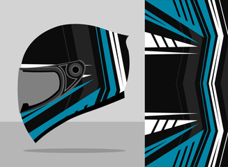 helmet wrap design with black and blue color theme