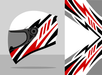 helmet wrap design with white and red color theme