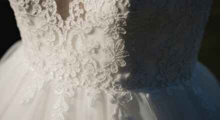 Delicate lace on a wedding dress