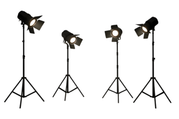 set of silhouettes of street lamps