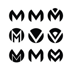 Collection of Geometric M and V Lettermarks for Corporate Branding