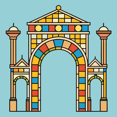 byzantine arch with mosaic ceiling .eps