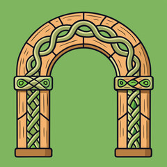 celtic ruin arch carved with knots .eps