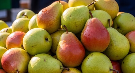 Fresh Pears Market Stall Display.