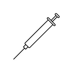 Fototapeta premium Simple outline drawing of syringe on transparent background