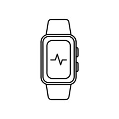 Smartwatch displaying heart rhythm line on transparent background