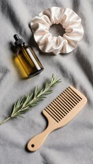 Hair Care Ritual Flat Lay with Natural Accessories