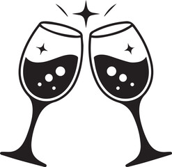 Celebrating new year with festive cheers glasses silhouette party sparkle toast