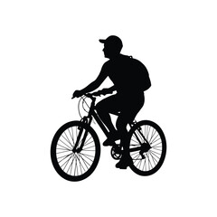 Fototapeta premium Silhouette of a Cyclist Riding a Mountain Bike for Outdoor Adventure