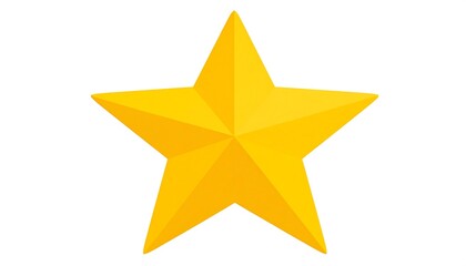 A vibrant, five-pointed star is displayed against a pure white background. The geometric shape uses a bright yellow gradient