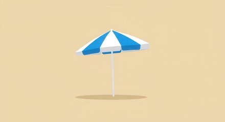 Fototapeta premium Beach umbrella provides shade on a sandy shore.