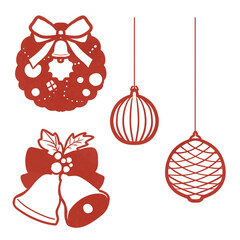 赤色のクリスマスアイコンセット