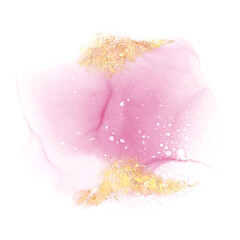 Soft Pink Watercolor Background with Gold Accents – Minimalist Abstract Art