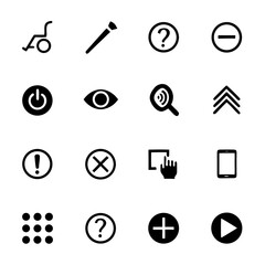 Set of 16 scalable vector silhouette icons for accessibility and ui ux design vector