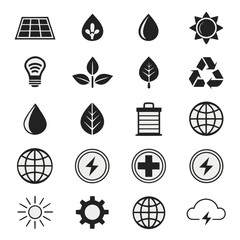 Set of 20 eco ui ux silhouette icons vector graphics scalable eps illustration vector