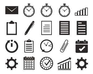Set of 20 productivity business icons silhouette vector illustration scalable eps vector