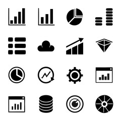 Set of 20 ui ux dashboard silhouette icons vector scalable eps vector