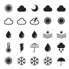 Set of 20 scalable weather ui ux silhouette icons vector illustration eps vector