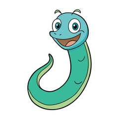 Vector art of a friendly green cartoon snake with a charming smile, this delightful reptile character brings a touch of whimsy and fun to any creative project