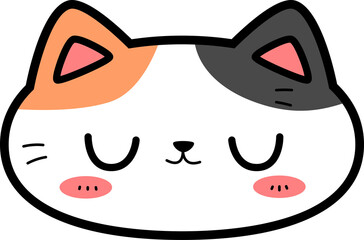 Cute calico cat sleep face cartoon flat design