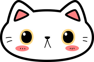 Cute white cat grumpy face cartoon flat design