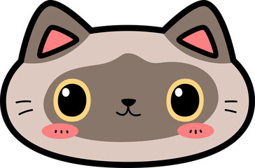 Cute siamese cat smiling face cartoon flat design