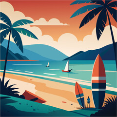 summer vacation wallpaper with surfboards  beach u (2).eps
