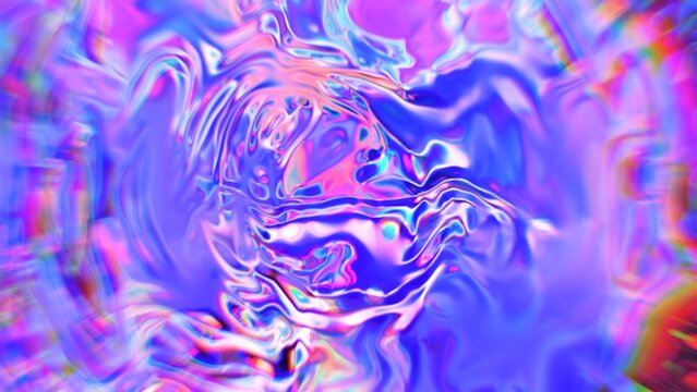Iridescent liquid flowing abstract holographic colorful texture background