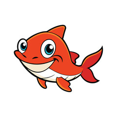 Vector art of happy cartoon fish a vibrant and joyful illustration of a friendly aquatic creature, ideal for childrens content, greeting cards, or fun designs