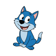 Vector art of adorable blue cat sitting and smiling, a charming cartoon kitten illustration perfect for childrens books and playful designs