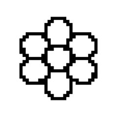 Fototapeta premium Pixelated Flower Made of Round Shapes and Blocky Edges with Simple and Minimal Design