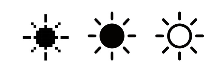 Sun icons in different styles representing sunshine and weather forecast