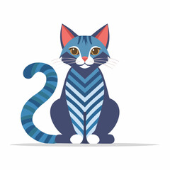 Obraz premium Stylized striped cat illustration. Sitting domestic kitten. Modern logo design.