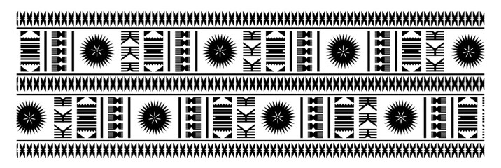 fiji samoa maori black tribal line banner bricks border pattern