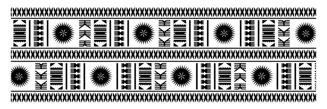 fiji samoa maori black tribal line banner bricks border pattern