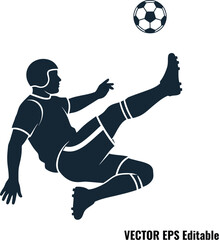 Silhouette of a soccer player kicking a ball in mid-air football