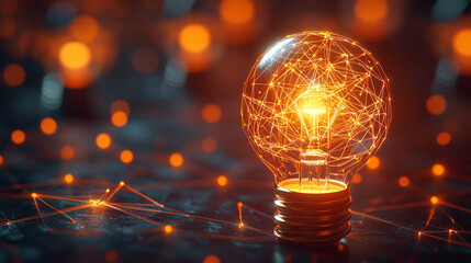 Hyperrealistic visualization of creative ideas forming through a glowing digital network, symbolizing global connection, innovation, and the fusion of technology with human imagination and insight.