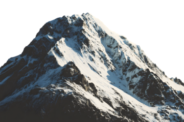 Majestic snow capped mountain peak against a dark sky