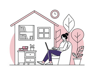 A Girl Working on Laptop Beside Window