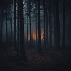 Spooky Forest Scene Design - Suitable for Halloween Decoration, Horror Theme Posters, Suspense Game Materials, Dark Novel Graphics, Ghost Festival Atmosphere Setup