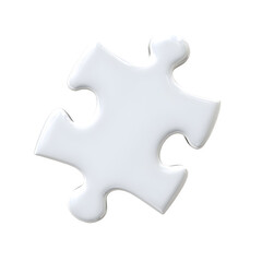 Obraz premium White single Puzzle Piece Isolated on White Background – Jigsaw Connection, Solution and Problem Solving Concept