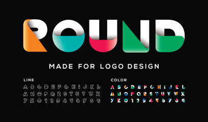 Creative Design vector Font of twisted Ribbon for Title, Header, Lettering, Logo. Funny Entertainment Active Sport Technology areas Typeface. Colorful rounded Letters and Numbers.
